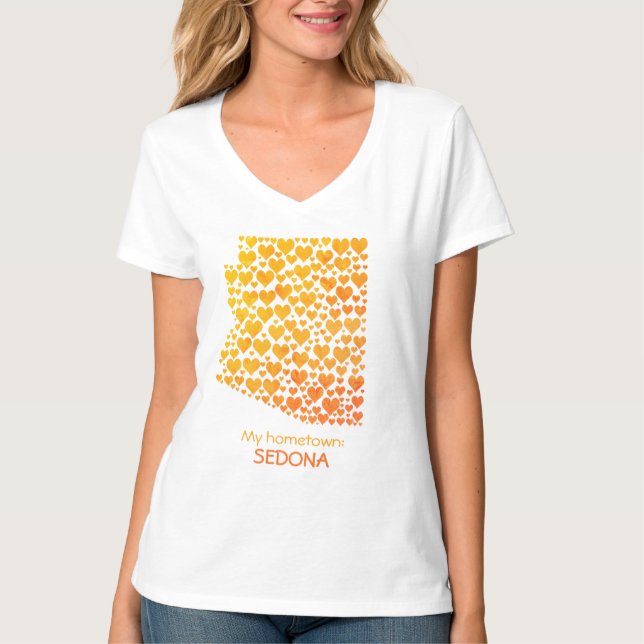 Camiseta Estado de Arizona Silhouette Hearts & Hometown (Anverso)