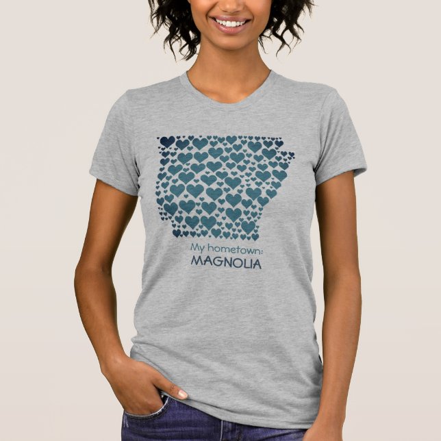 Camiseta Estado de Arkansas Silhouette Hearts & Hometown (Anverso)