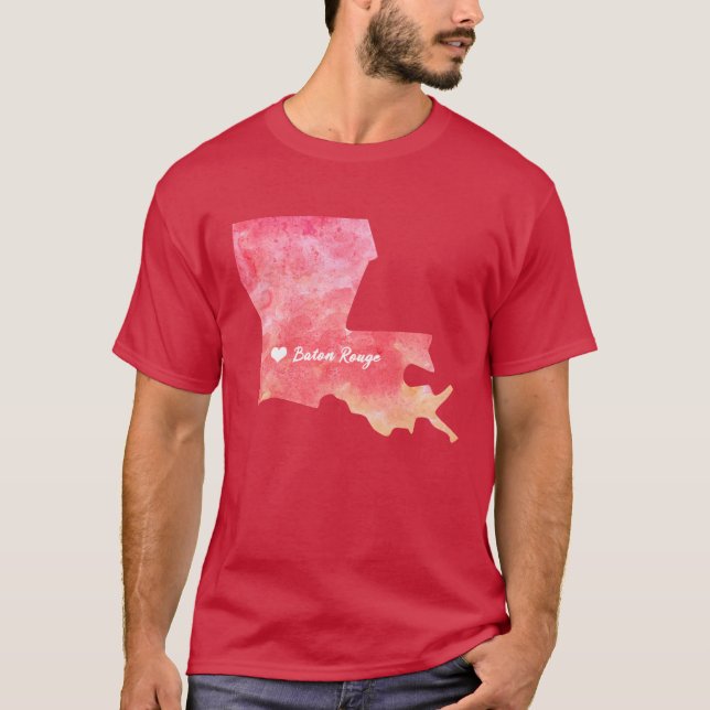 Camiseta Estado de Baton Rouge Estados Unidos Mapa acuarela (Anverso)