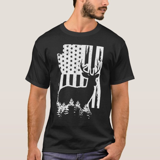 Camiseta Estado de caza de elks de Arizona Mapa de pabellón (Anverso)