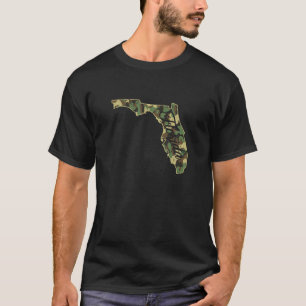 Camiseta Estado de contorno de bandera de Camo Florida