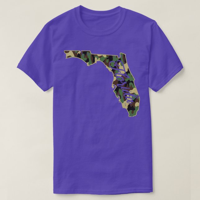 Camiseta Estado de contorno de bandera de Camo Florida (Diseño del anverso)