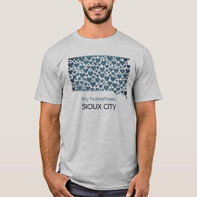 Camiseta Estado de Dakota del Sur Silhouette Hearts & Homet (Anverso)