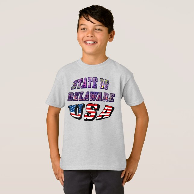Camiseta Estado de Delaware Estados Unidos Photo & Flag Tex (Anverso completo)