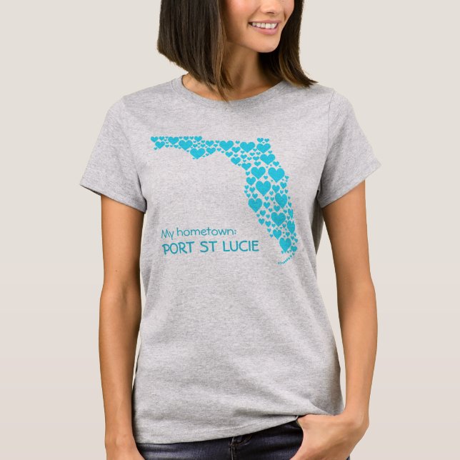 Camiseta Estado de Florida Silhouette Hearts & Hometown (Anverso)