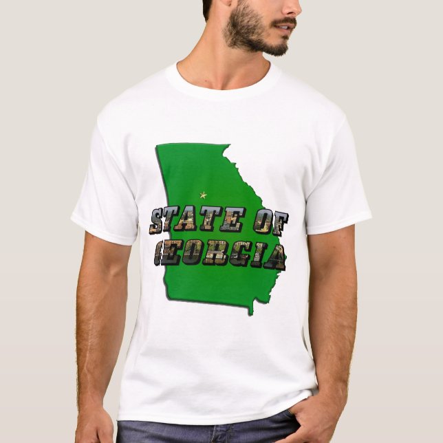 Camiseta Estado de Georgia Mapa Esquema y texto de imagen (Anverso)