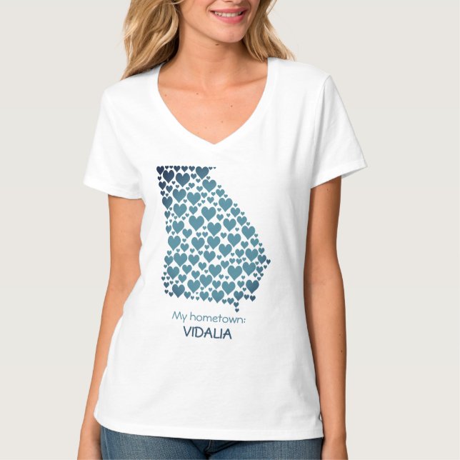 Camiseta Estado de Georgia Silhouette Hearts & Hometown (Anverso)
