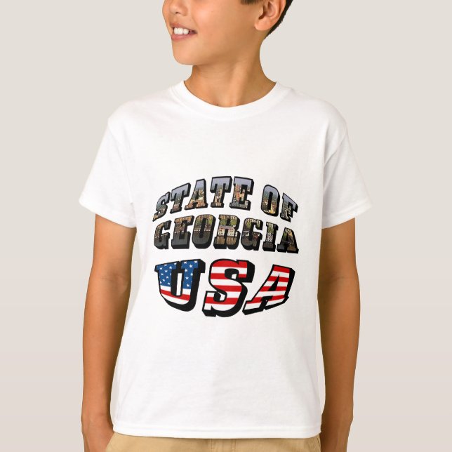 Camiseta Estado de Georgia y Estados Unidos - Bandera Texto (Anverso)