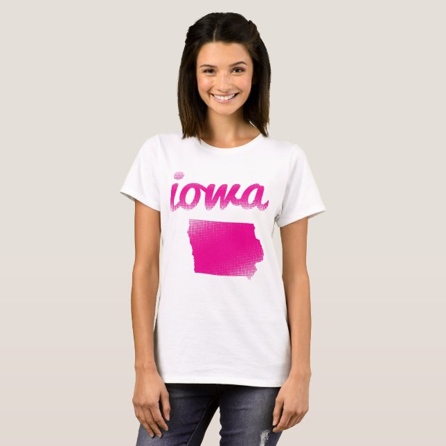 Camiseta Estado de Iowa en rosa (Anverso completo)