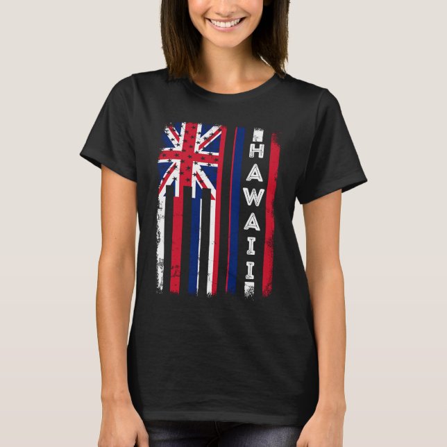 Camiseta Estado de la bandera de Hawaii, Estados Unidos de  (Anverso)