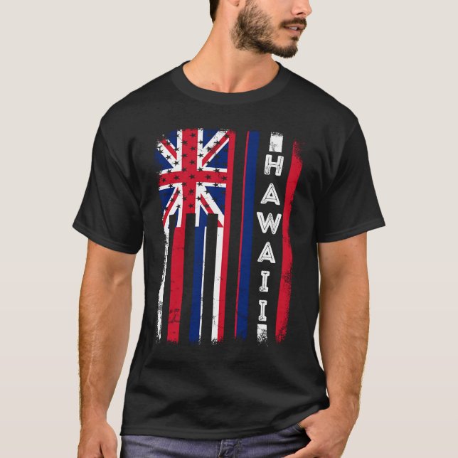 Camiseta Estado de la bandera de Hawaii, Estados Unidos de  (Anverso)