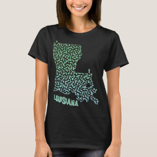 Camiseta Estado de Luisiana Esbozo de Maze y Laberinto