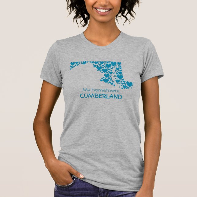 Camiseta Estado de Maryland Silhouette Hearts & Hometown (Anverso)