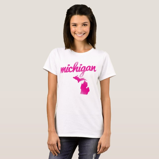 Camiseta Estado de Michigan en rosa (Anverso completo)