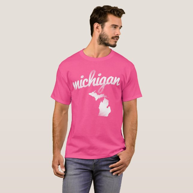 Camiseta Estado de Michigan en rosa (Anverso completo)