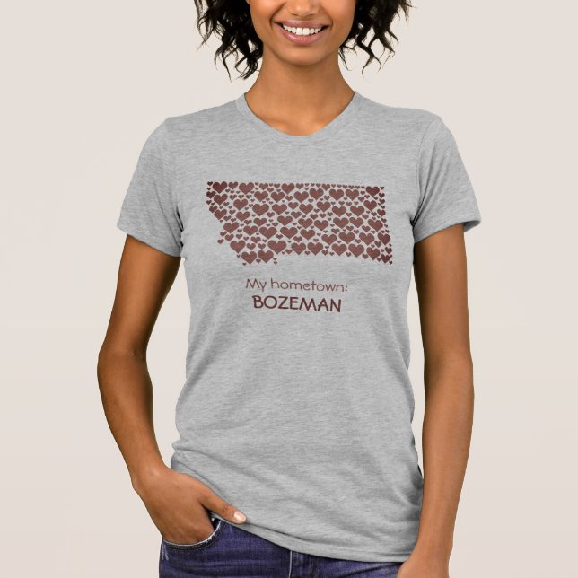 Camiseta Estado de Montana Silhouette Hearts & Hometown (Anverso)
