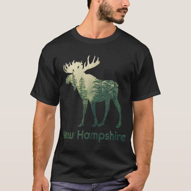 Camiseta Estado De New Hampshire Moose Forest Tree Hunter W (Anverso)
