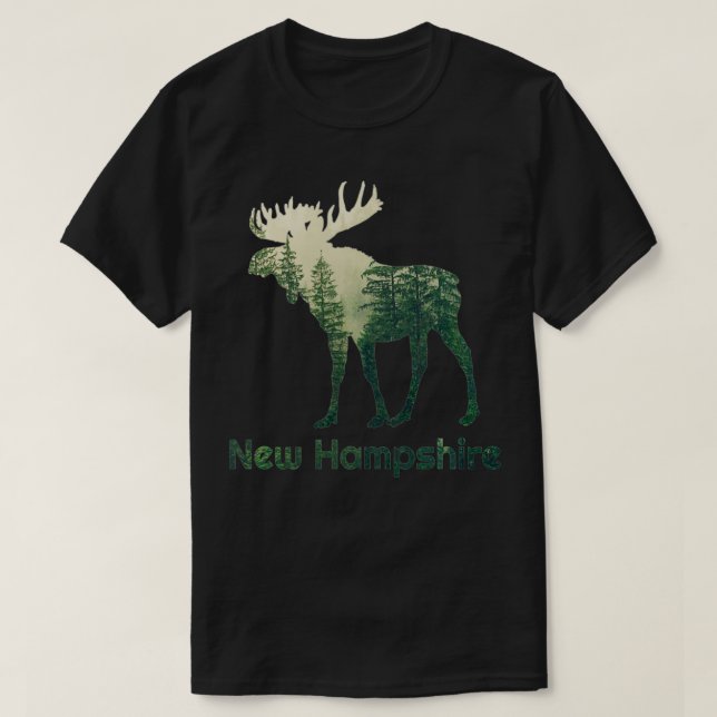 Camiseta Estado De New Hampshire Moose Forest Tree Hunter W (Diseño del anverso)