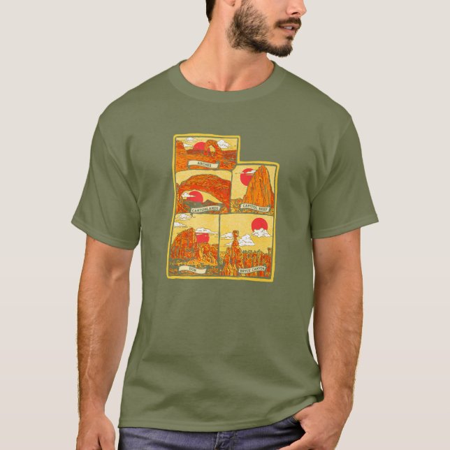 Camiseta Estado De Utah Cinco Parques Nacionales Arches Zio (Anverso)