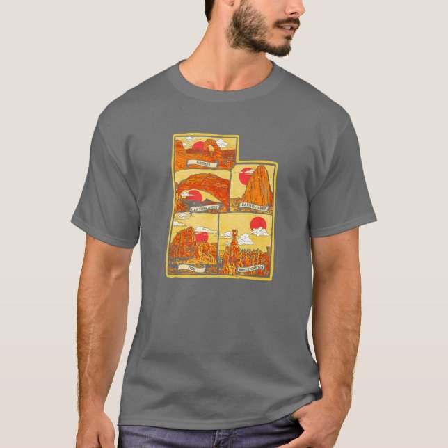 Camiseta Estado De Utah Cinco Parques Nacionales Arches Zio (Anverso)