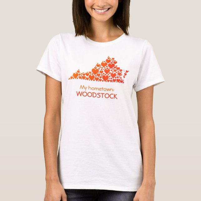 Camiseta Estado de Virginia Silhouette Hearts & Hometown (Anverso)