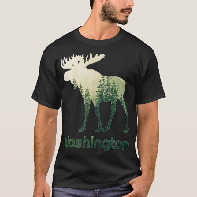 Camiseta Estado De Washington Moose Bosque Hunter Wild (Anverso)