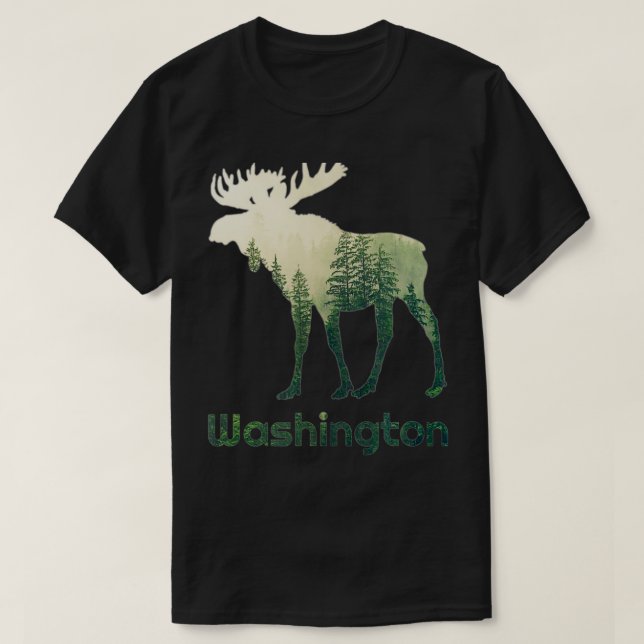 Camiseta Estado De Washington Moose Bosque Hunter Wild (Diseño del anverso)