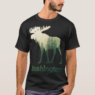 Camiseta Estado De Washington Moose Bosque Hunter Wild