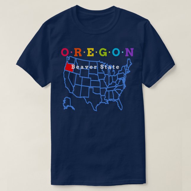 Camiseta Estado del castor de Oregon USA con mapa (Diseño del anverso)