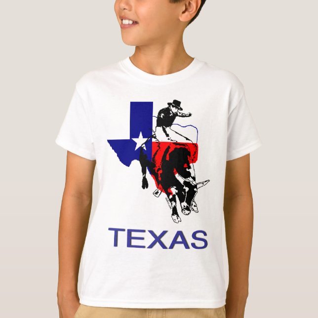 Camiseta Estado del jinete de Bull del rodeo de Tejas (Anverso)