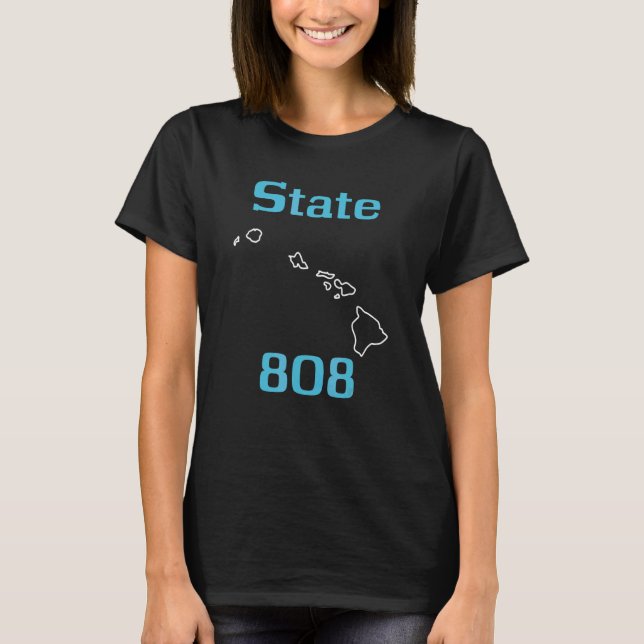 Camiseta Estado genial 808 código de área de Hawái (Anverso)