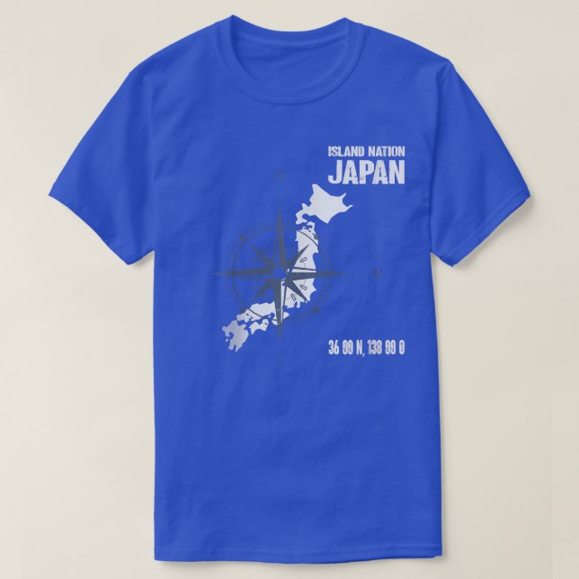 Camiseta Estado insular de Japón con mapa y brújula (Diseño del anverso)