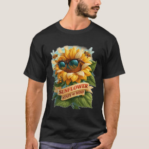 Camiseta Estado Mental de Girasol Verano Fresco Abeja