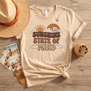 Camiseta Estado Mental De Sol Retro Groovy Arcoíris