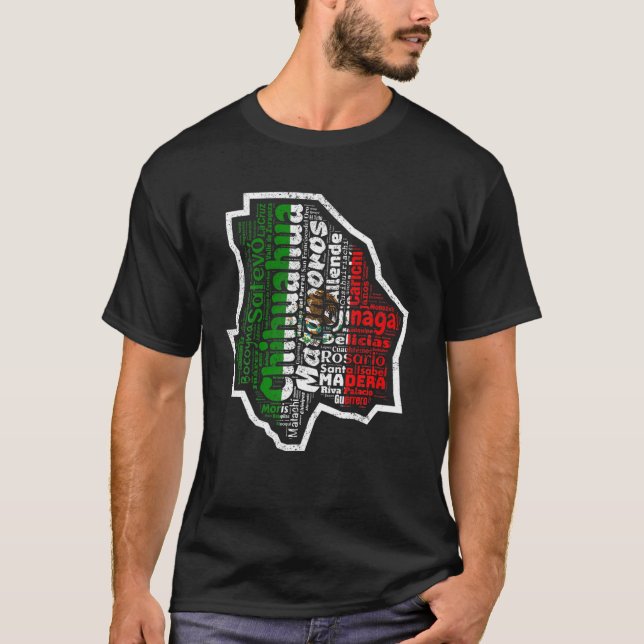 Camiseta Estado mexicano de Chihuahua México Mapa Bandera (Anverso)