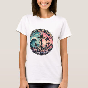 Camiseta Estado Oceánico de la Mente Ancla Vintage Ola de l