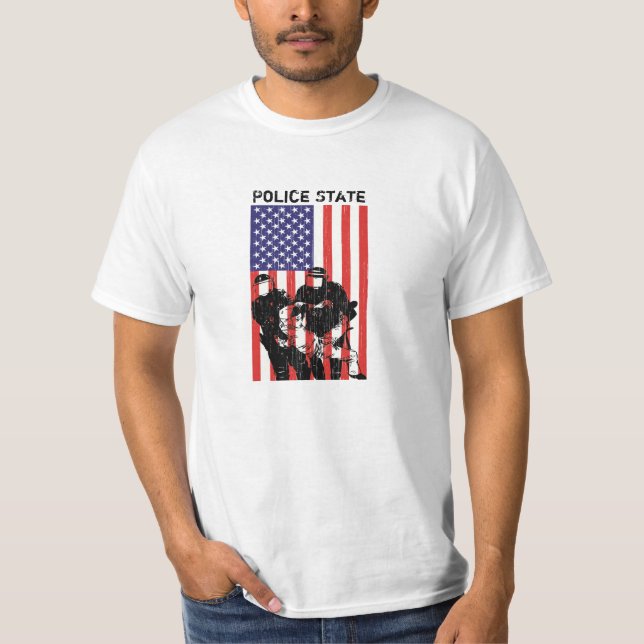 Camiseta Estado policial apenado de la bandera americana (Anverso)