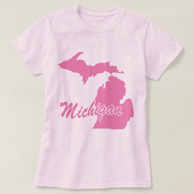 Camiseta Estado rosa Michigan (Diseño del anverso)
