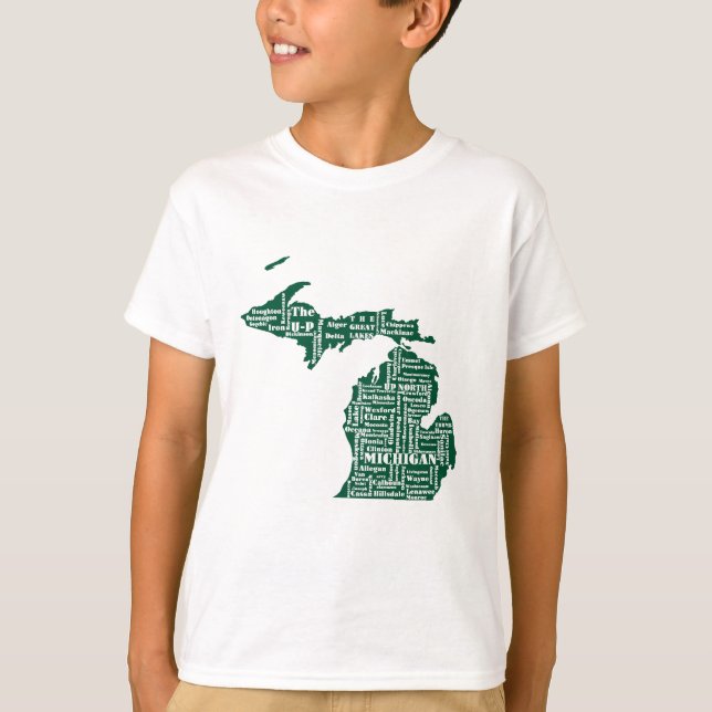 Camiseta Estado Verde de las ciudades de Michigan (Anverso)