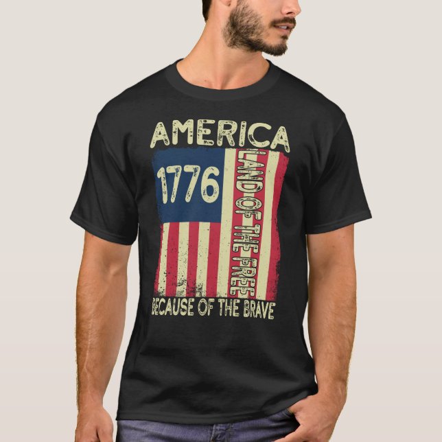 Camiseta Estados Unidos 1776 Tierra De Los Libres Por Los V (Anverso)