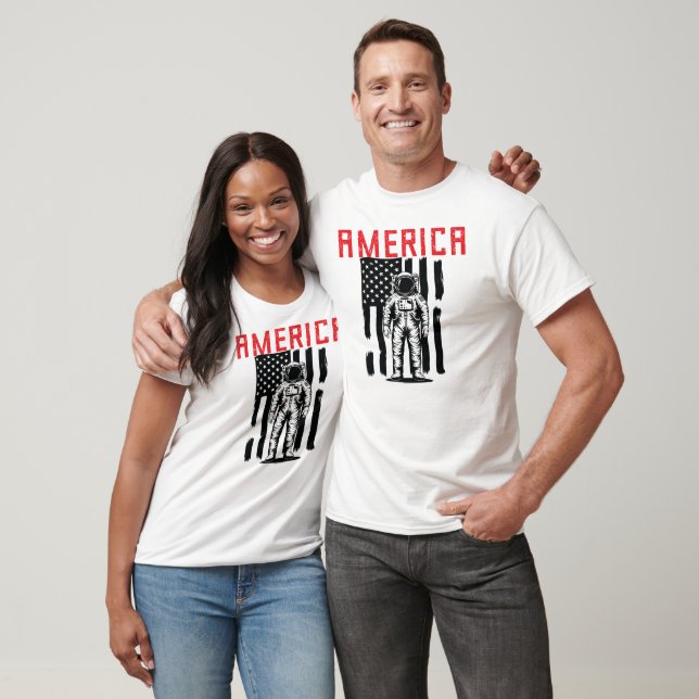 Camiseta Estados Unidos, astronauta con bandera estadounide (Unisexo)