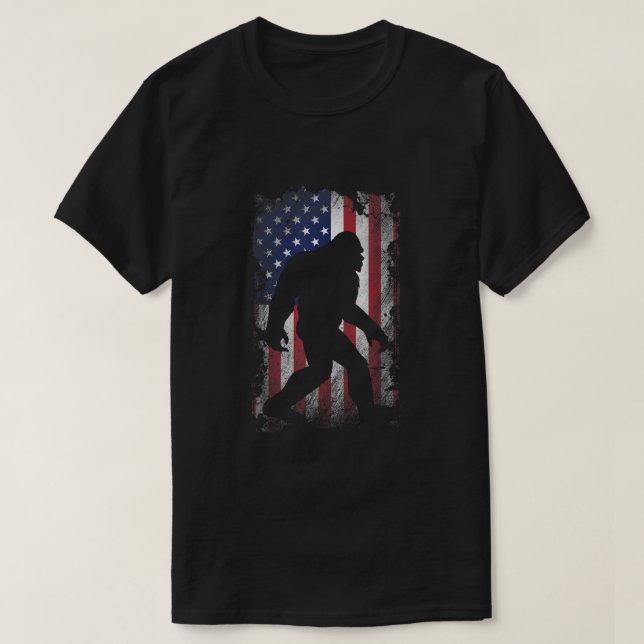 Camiseta Estados Unidos Bandera Americana Molesto Sasquatch (Diseño del anverso)