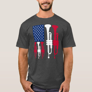Camiseta Estados Unidos Bandera Americana Trumpet Player Fu