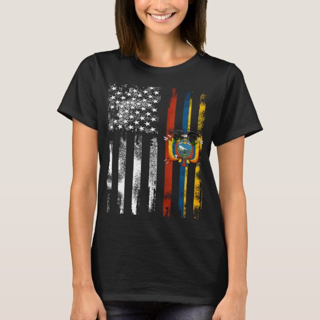 Camiseta Estados Unidos Bandera de Ecuador Pueblo Ecuatoria (Anverso)