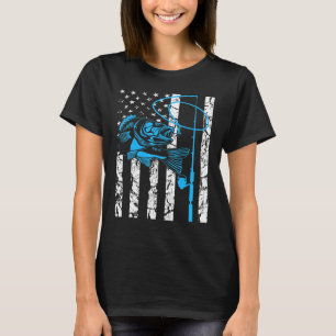 Camiseta Estados Unidos Bandera Estadounidense Pescando Pes