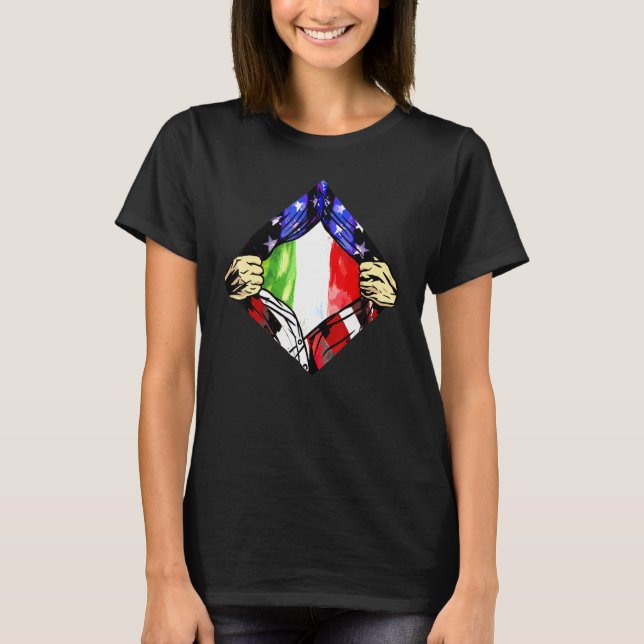 Camiseta Estados Unidos Bandera Italiana Media Estadouniden (Anverso)