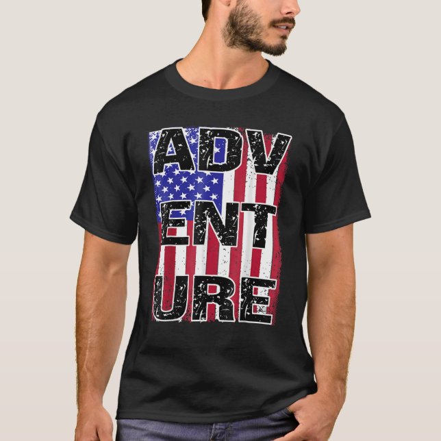 Camiseta Estados Unidos Bandera Patriótica Viaje Aventura N (Anverso)