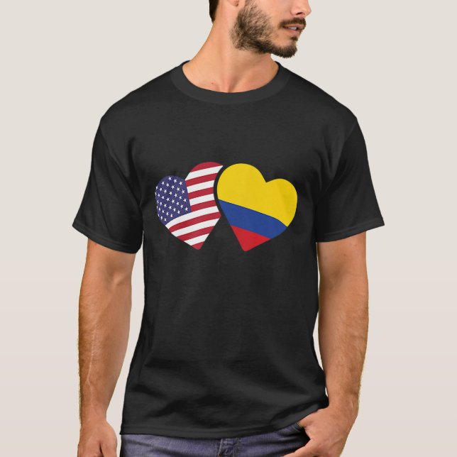 Camiseta Estados Unidos Colombia Bandera Corazón de Amor Co (Anverso)