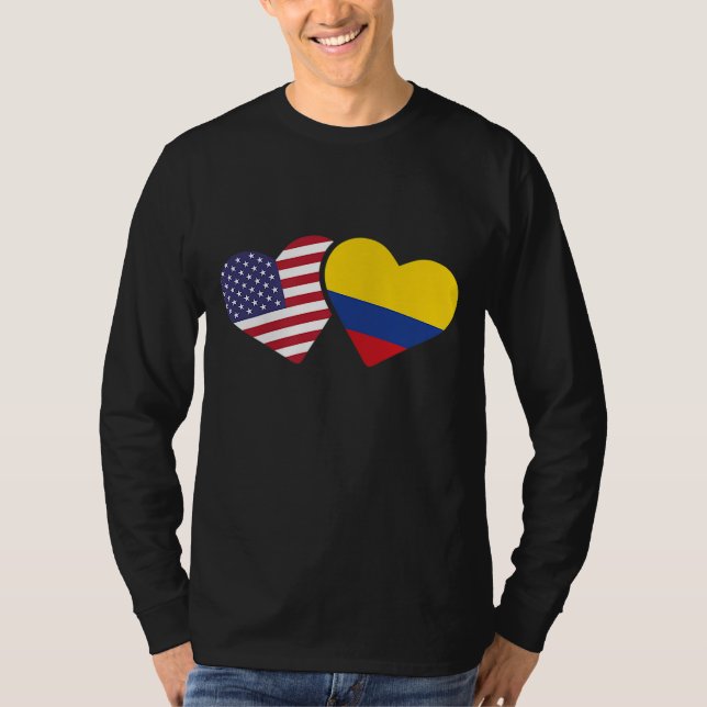Camiseta Estados Unidos Colombia Bandera Corazón de Amor Co (Anverso)