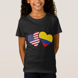 Camiseta Estados Unidos Colombia Bandera Corazón de Amor Co